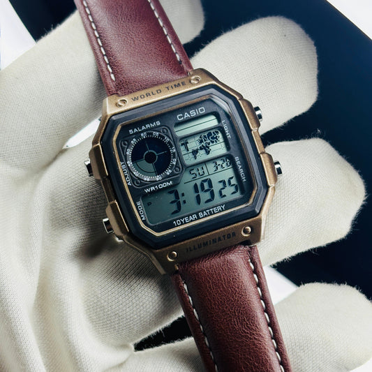 Casio World Time "Royale" ā Antique Bronze & Classic Tan
