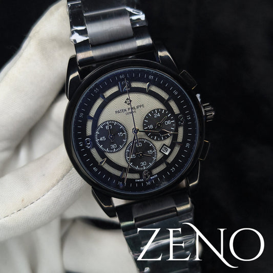 Patek Philippe Chronograph Black Stainless Steel Strap