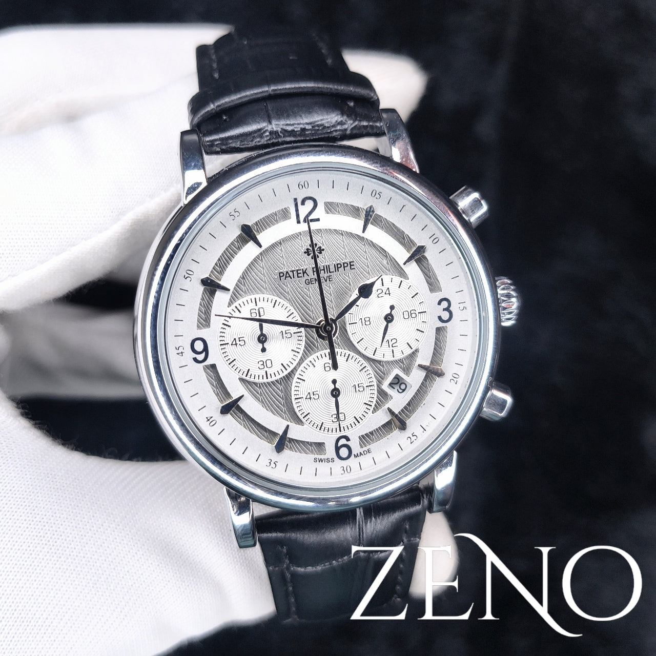 Patek Philippe Chronograph Silver Stainless Steel Strap