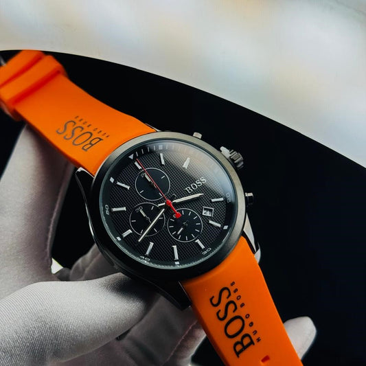 Hugo Boss Black Dial Orange Strap