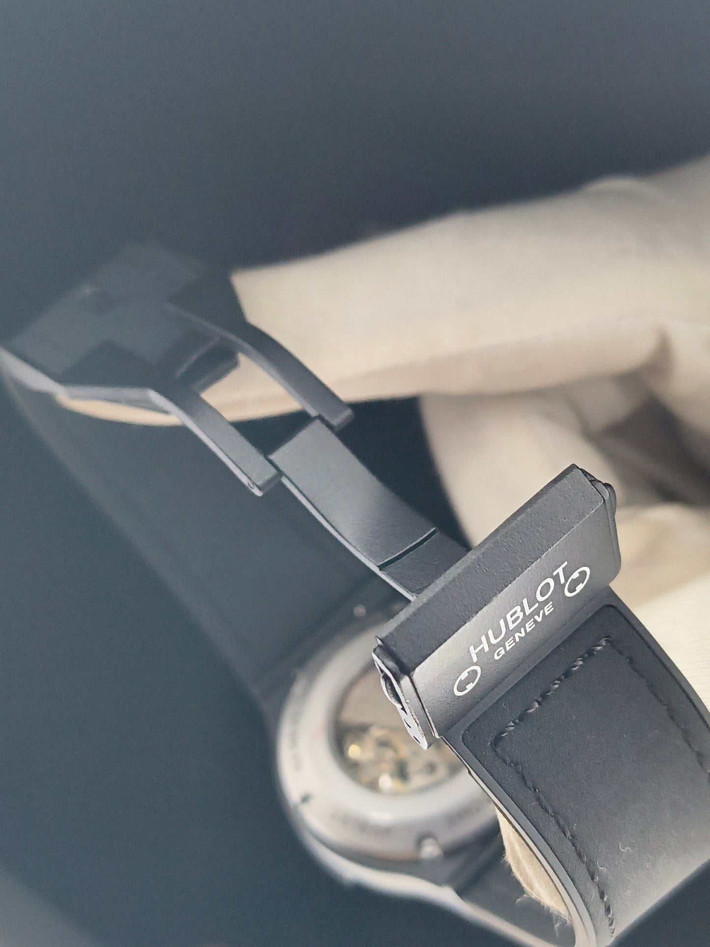 Hublot Skeleton Dial Black Strap Automatic watch