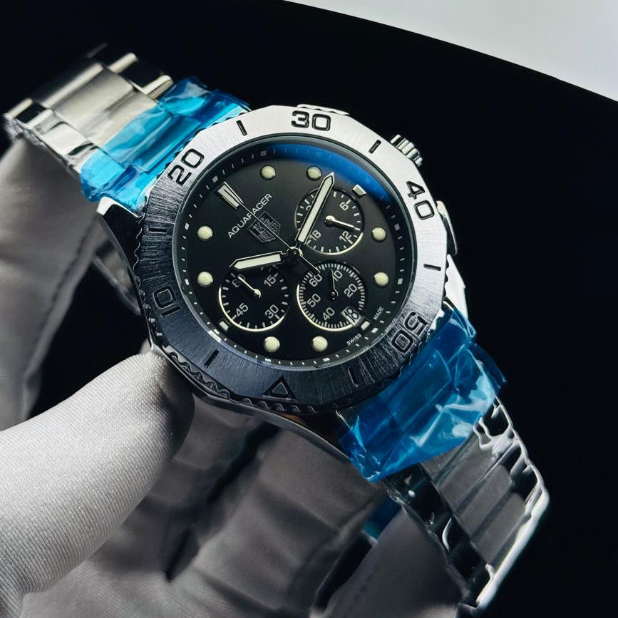 AQUARACER Chronograph Stainless Steel Sports Watch – Black Dial