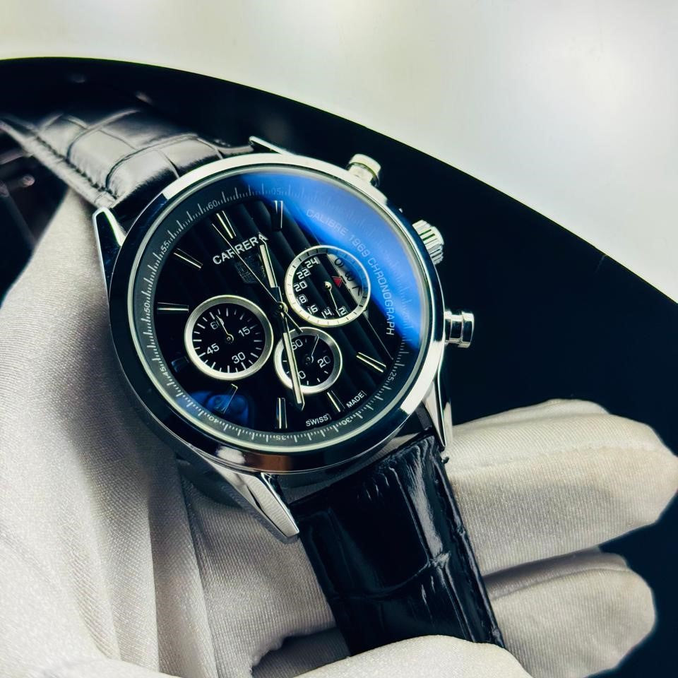 Carrera Black Calibre 1889 Chronograph – Leather Strap