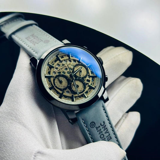 Montblanc Skeleton Chronograph Watch – Leather Strap