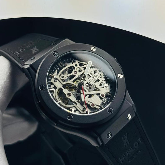 Hublot Skeleton Dial Black Strap Automatic watch