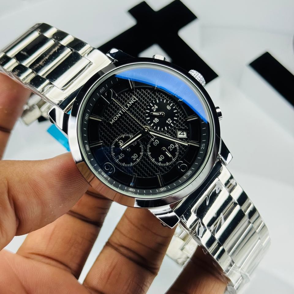 Montblanc Chronograph - Elegant Champagne Dial & Polished Steel