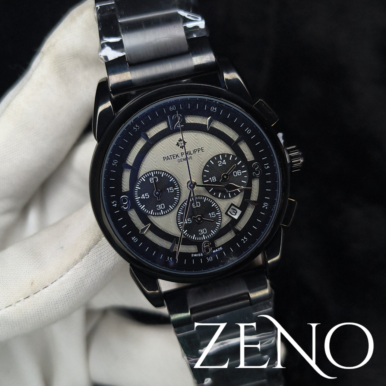 Patek Philippe Chronograph Black Stainless Steel Strap