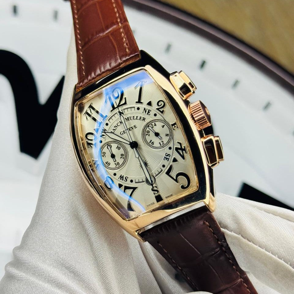 Franck Muller Rose Gold Chronograph - White Textured Dial