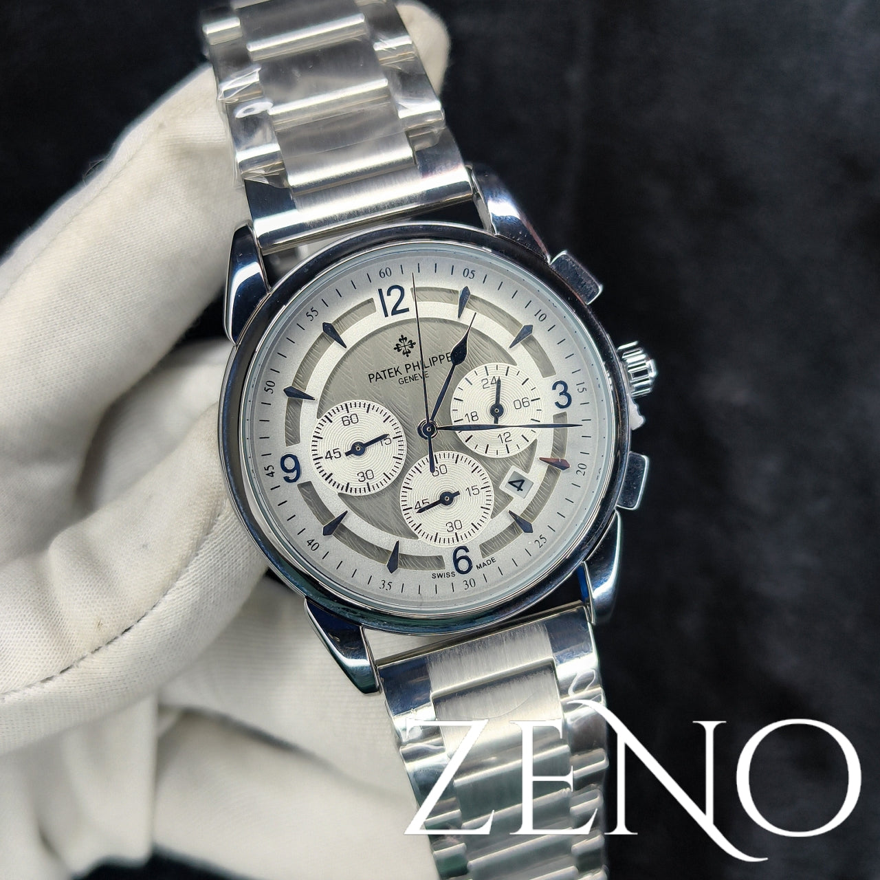 Patek Philippe Chronograph Black leather Strap