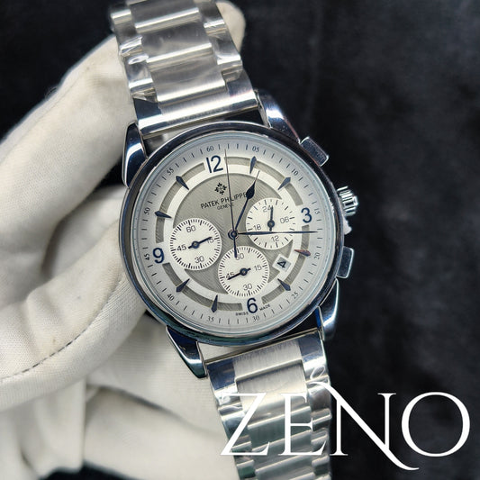 Patek Philippe Chronograph Silver Stainless Steel Strap